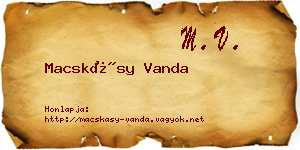 Macskásy Vanda névjegykártya